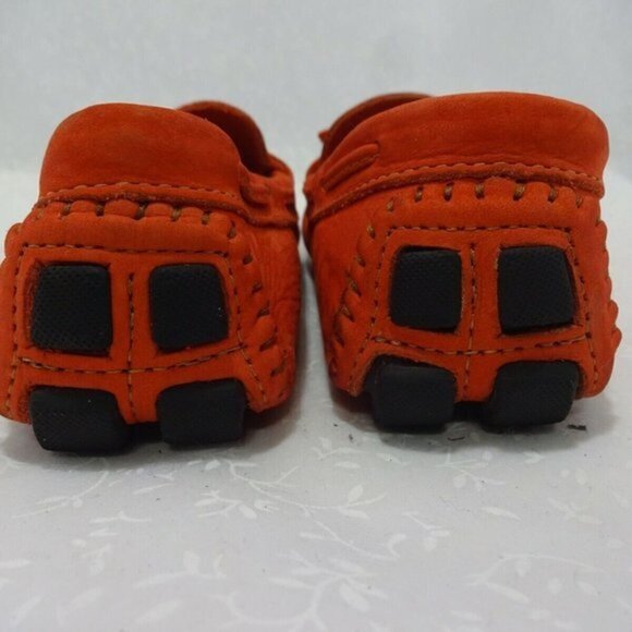 𝅺saks Fifth Avenue Women's Size 7B Moccasin Orange Suede Slip On Flat Shoes - Picture 4 of 7